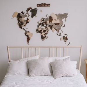 houten wereldkaart - wanddecoratie