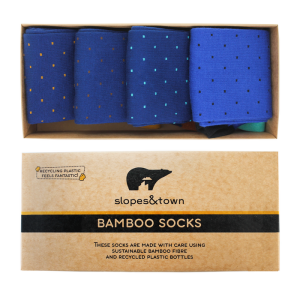 Bamboe Sokken - Gift Box Dots Edition - Blauw