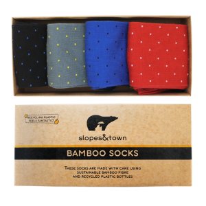 Bamboe Sokken - Gift Box Dots Edition - Rood Blauw