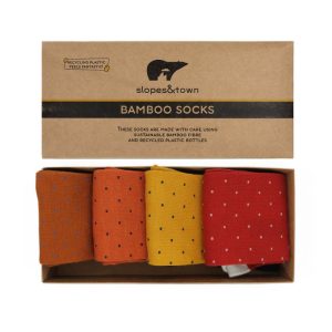 Bamboe Sokken - Gift Box Dots Edition - Rood Geel