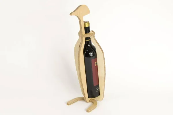 Houten wijnfleshouder -Penguin