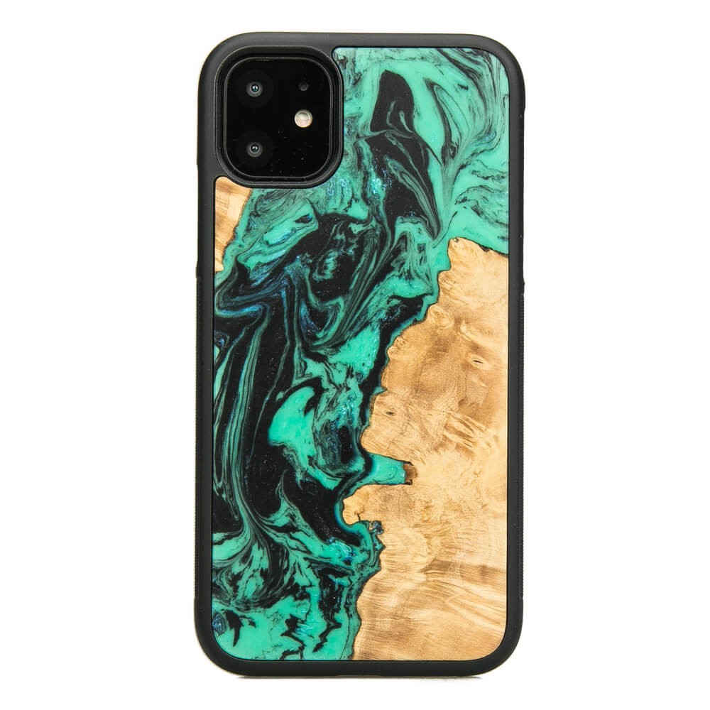 hars houten telefoonhoesje - turquoise